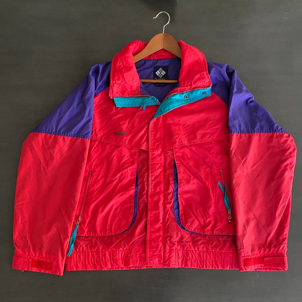 Vintage Columbia Sportswear Colorblock Jacket Red Purple Teal Mens M